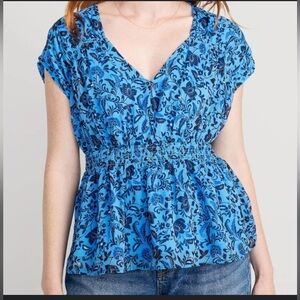 Old Navy Waist-Defined Printed Dolman-Sleeve Top Size Large